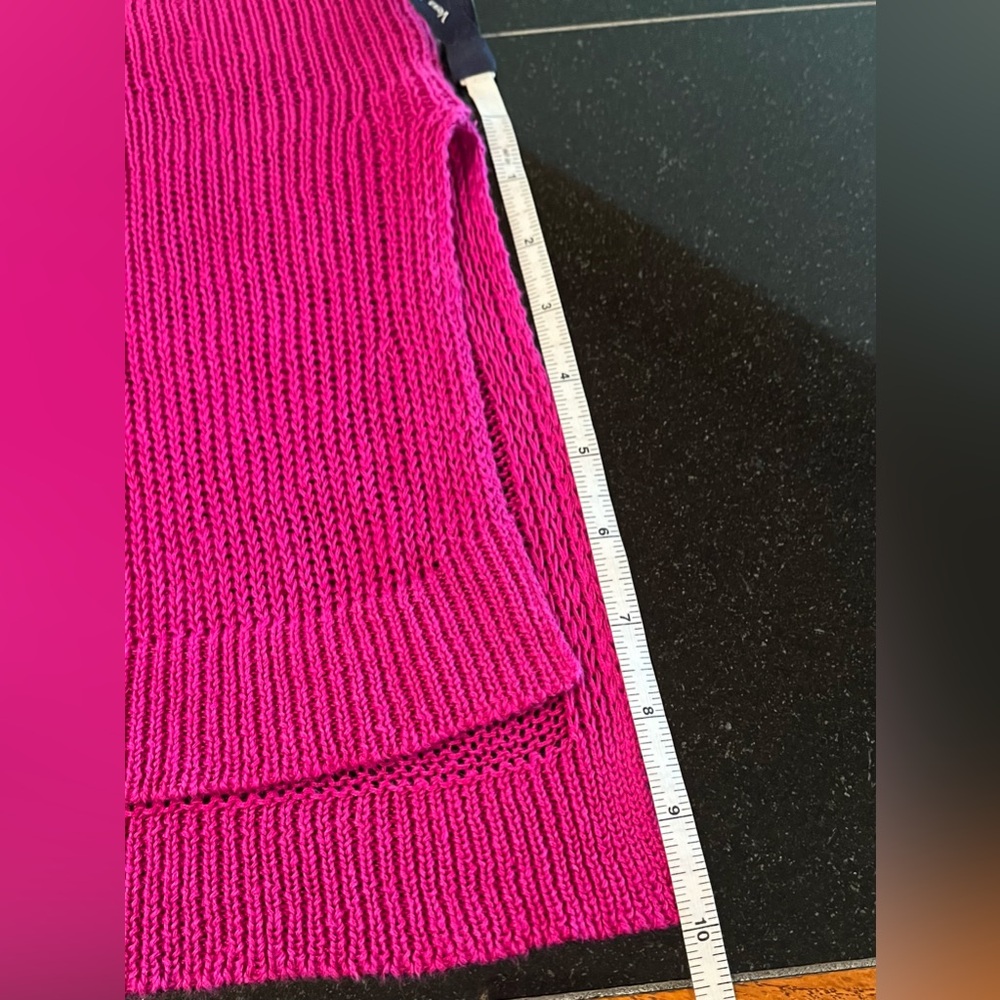 Eileen Fisher 100% Organic Linen Open Knit Sweater-side Slits- -berry- sz .Med - Picture 14 of 16